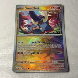Pokemon Great Tusk Master Ball Pattern Ancient Holo 055/131 Prismatic Evolution - Image 1