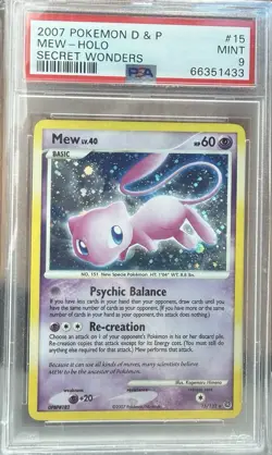 PSA 9 MINT 2007 Mew Holo Pokemon Diamond & Pearl Secret Wonders - Image 1