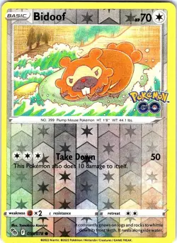 Bidoof 059/078 Common Pokemon GO Pokemon Reverse Holo Near Mint - Image 1