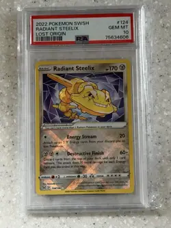 2022 POKEMON SWORD & SHIELD LOST ORIGIN #124 RADIANT STEELIX PSA 10 - Image 1