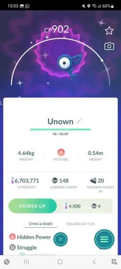 Pokemon Go Shiny Unown F - Image 1