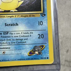 Sabrina's Psyduck 99/132 Gym Challenge Regular 1st Edition MP / HP Pokemon - Image 4