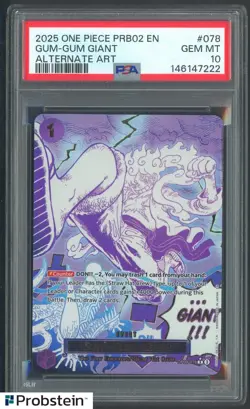 2025 One Piece Gum-Gum Giant PRB02 EN Alternate Art PSA 10 GEM MINT - Image 1
