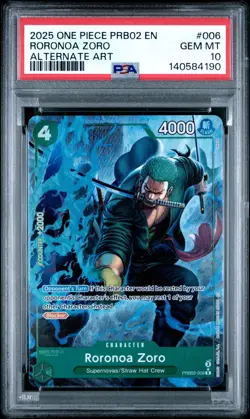 One Piece Roronoa Zoro Alt Art Premium Booster Vol. 2 PRB02-006 English PSA 10 - Image 1