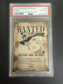 One Piece Sabo (Wanted Poster) OP13-120 Sec* (SP) Carrying On His Will PSA 10 - Image 1