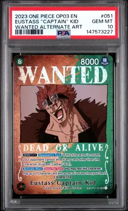 2023 One Piece OP03 Pillars of Strength 051 Eustass Captain Kid Wanted SP PSA 10 - Image 1