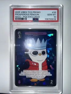 Prosperous Penguin Pudgy Vibes TCG Promo Card SDCC Exclusive PSA 10 - Image 1
