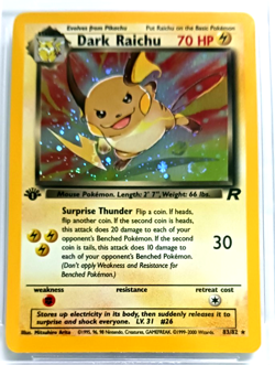 2000 Pokemon Team Rocket Dark Raichu 1st Edition Holo Rare Error Card BGS 9 Mint - Image 3
