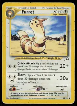 Furret 35/111 Uncommon Neo Genesis Pokemon Unlimited Damaged - Image 1