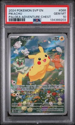 2024 POKEMON SVP EN-SV BLACK STAR PROMO PALDEA ADVENTURE CHEST PIKACHU PSA 10 - Image 1