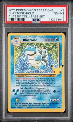 2021 POKEMON CELEBRATIONS CLASSIC COLLECTION #2 BLASTOISE-HOLO PSA 8 - Image 1
