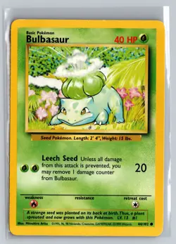 1999 Pokemon Base Set Bulbasaur 044/102 WOTC LP Common Unlimited TCG - Image 1