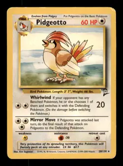 Pidgeotto 28/130 Rare Base Set 2 Pokemon Damaged - Image 1