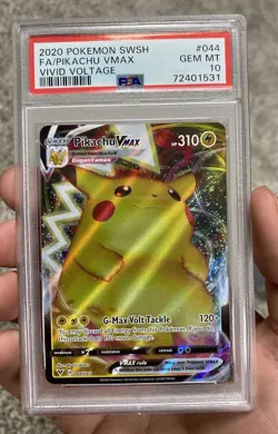 PSA 10 Pikachu VMAX Pokemon TCG 044/185 SWSH FA Vivid Voltage #044 2020 - Image 1