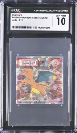 2023 LOTTE POKEMON JAPANESE HORIZONS WAFER STICKERS #12 CHARIZARD CGC 10 POP 21 - Image 1