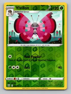 Vivillon 013/163 Rare Battle Styles Pokemon Reverse Holo Very LP - Image 1