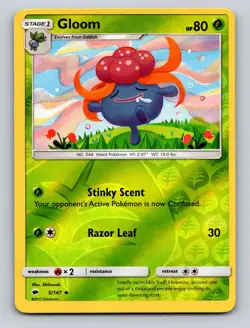 Gloom 5/147 Uncommon Burning Shadows Pokemon Reverse Holo NM - Image 1