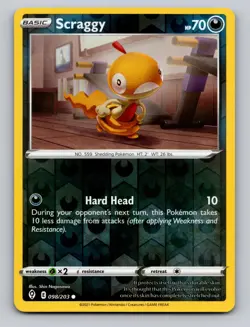 Scraggy 098/203 Common Evolving Skies Pokemon Reverse Holo NM - Image 1
