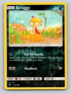 Scraggy 50/73 Common Shining Legends Pokemon Reverse Holo NM - Image 1