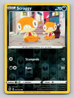 Scraggy 041/073 Common Champion's Path Pokemon Reverse Holo NM - Image 1