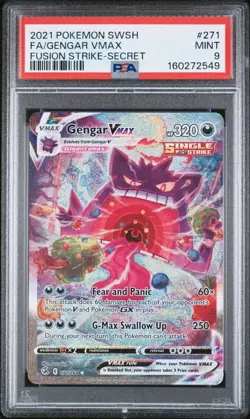 2021 POKEMON SWORD & SHIELD FUSION STRIKE SECRET #271 FULL ART/GENGAR VMAX PSA 9 - Image 1