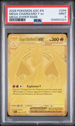 2026 POKEMON ASC EN-ASCENDED HEROES MEGA HYPER RARE MEGA CHARIZARD Y EX PSA 9 - Image 1