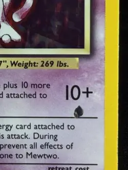 Pokemon TCG Base Set Mewtwo 10/102 60 HP Holo Rare Unlimited EN 1999 WOTC - Image 3
