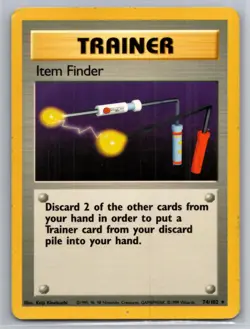 Item Finder 74/102 Rare Base Set Unlimited Pokemon Heavily Played - Image 1