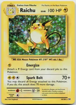 Raichu 36/108 Holo Rare Evolutions Pokemon Holo Lightly Played - Image 1