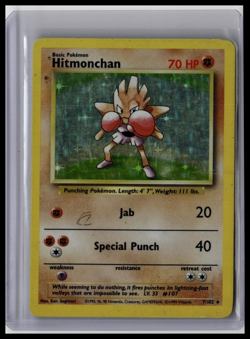 TCG Pokemon Hitmonchan 1999 007/102 Base Set Holo Rare 70 HP English Basic - Image 1