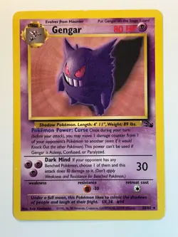 Pokemon Gengar 20/62 Fossil Rare Non Holo LP Vintage WOTC 1999 - Image 1