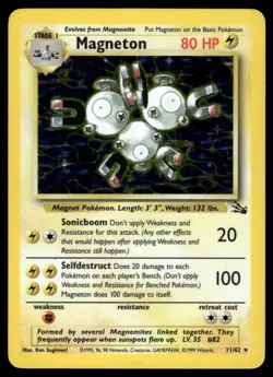 POKEMON MAGNETON FOSSIL 11/62 UNLIMITED HOLO HOLO RARE HP - Image 1