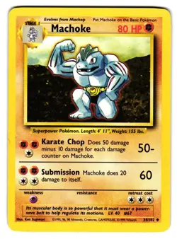 Machoke 34/102 Uncommon Base Set Unlimited Pokemon Lightly Played - Image 1