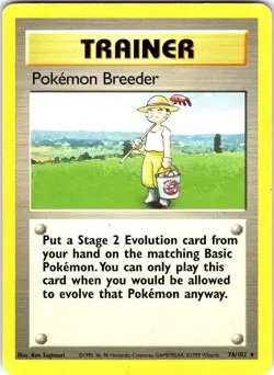 Pokemon Breeder 76/102 Rare Base Set Unlimited Pokemon - Image 1