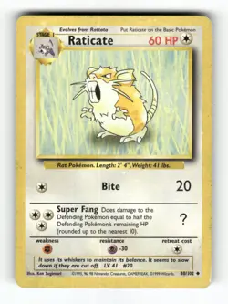 Raticate - 40/102 - Base Set Unlimited - Pokemon - Uncommon - MP - Image 1