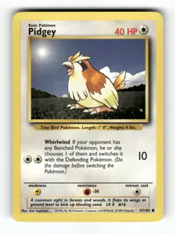 Pidgey - 57/102 - Base Set Unlimited - Pokemon - Common - LP - Image 1