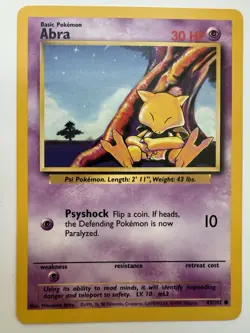 Abra 43/102 Common Base Set Unlimited Pokemon Lightly Played - Image 1