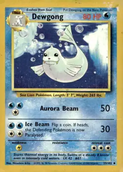 Dewgong 25/102 Uncommon Base Set Unlimited Pokemon Lightly Played - Image 1