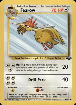 Fearow 36/64 Uncommon Jungle Pokemon Unlimited Lightly Played - Image 1