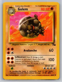 Golem 36/62 Uncommon Fossil Pokemon Unlimited Lightly Played - Image 1