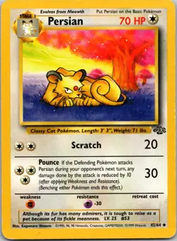 Persian 42/64 Uncommon Jungle Pokemon 1st Edition Moderately Played - Image 1