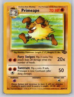 Primeape 43/64 Uncommon Jungle Pokemon 1st Edition Lightly Played - Image 1