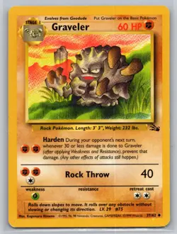 Graveler 37/62 Uncommon Fossil Pokemon Unlimited Lightly Played - Image 1