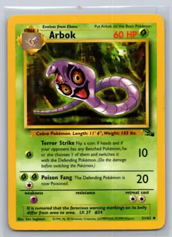Arbok 31/62 Uncommon Fossil Pokemon Unlimited Lightly Played - Image 1