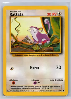 Rattata 61/102 Common Base Set Unlimited Pokemon Lightly Played - Image 1