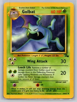 Golbat 34/62 Uncommon Fossil Pokemon Unlimited Lightly Played - Image 1