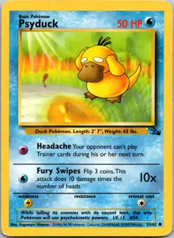 Psyduck 53/62 Common Fossil Pokemon 1st Edition Moderately Played - Image 1