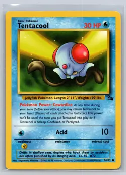 Tentacool 56/62 Common Fossil Pokemon Unlimited Lightly Played - Image 1