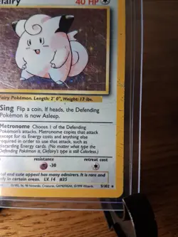 Pokemon TCG Clefairy Base Set 5/102 Holo Rare Unlimited English 40 HP 1999 - Image 3