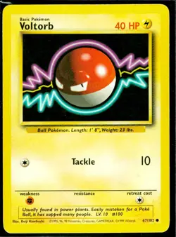 1999 Pokemon TCG Base Set Unlimited Voltorb MP - Image 1